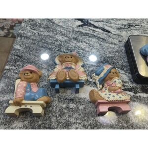 Teddy Bear Burwood Homco Products 3315 Set 3 Nursery Wall Hangings Vintage USA